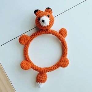 ✨2 for 10$✨ Orange Fox Crochet Rattle/Ring - Baby Kids Toys Nursery Decor